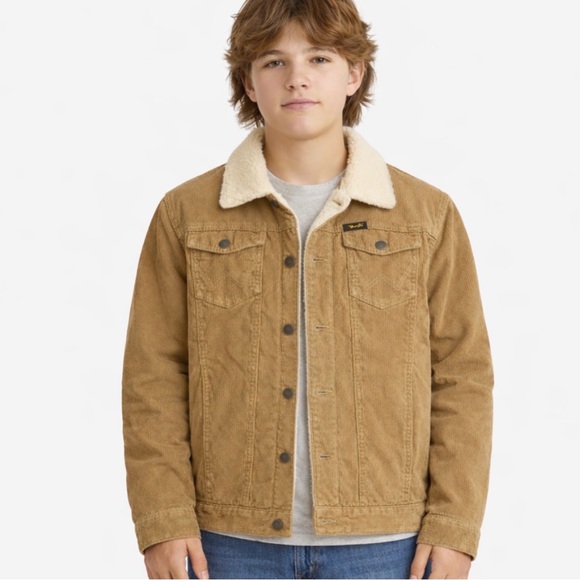 Wrangler Other - Wrangler Corduroy Sherpa Lined Button Up Western Jacket Youth Boys Size XL
